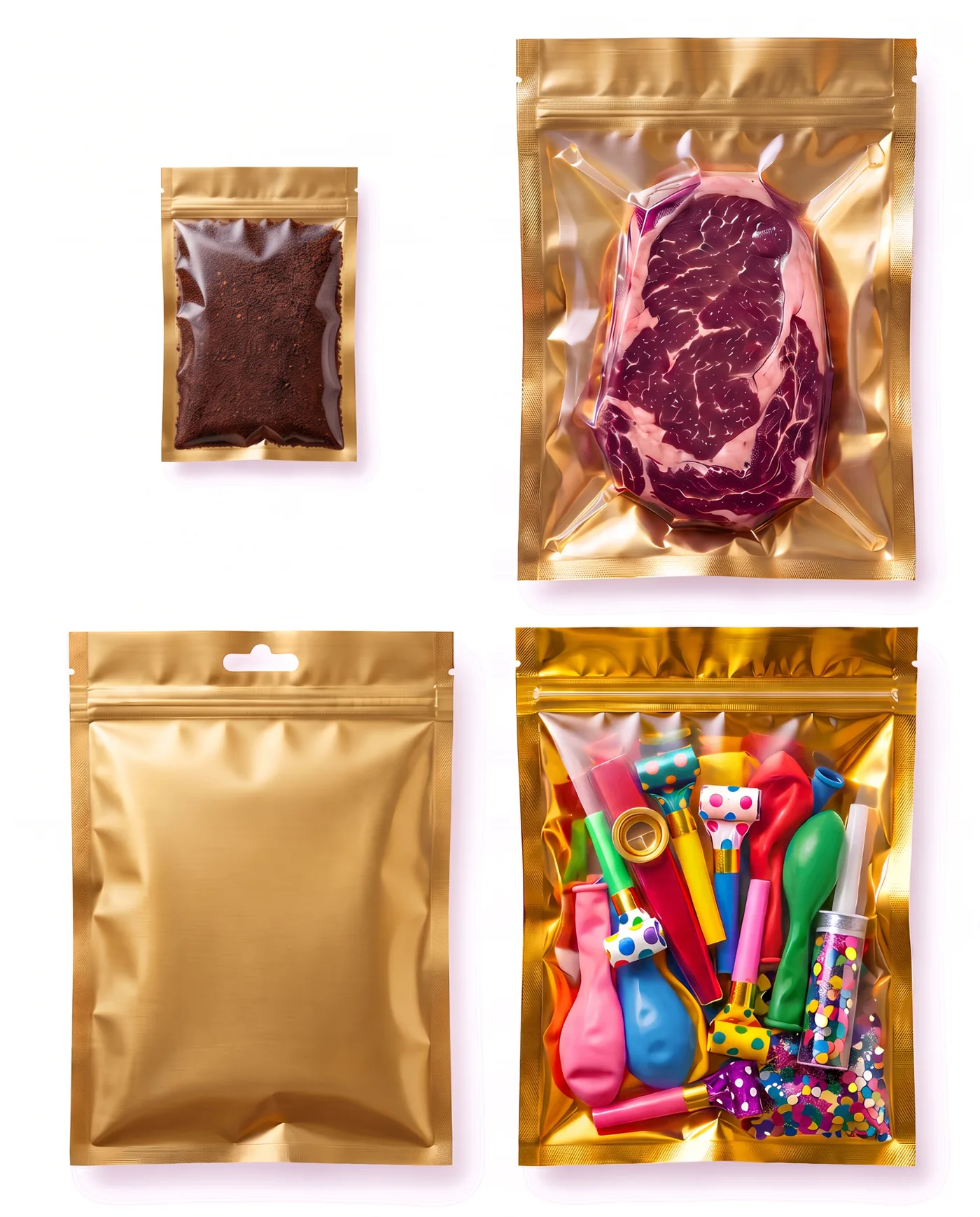 Clear front, frosted back 3 side seal flat pouch