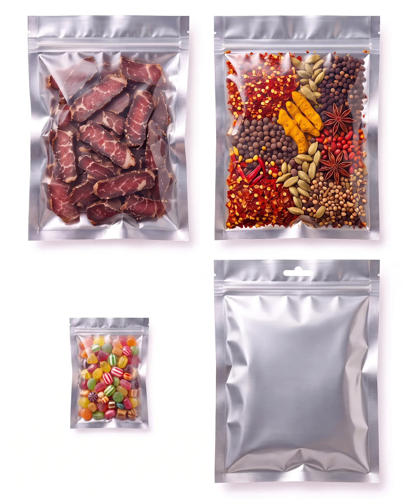 Clear front, frosted back 3 side seal flat pouch