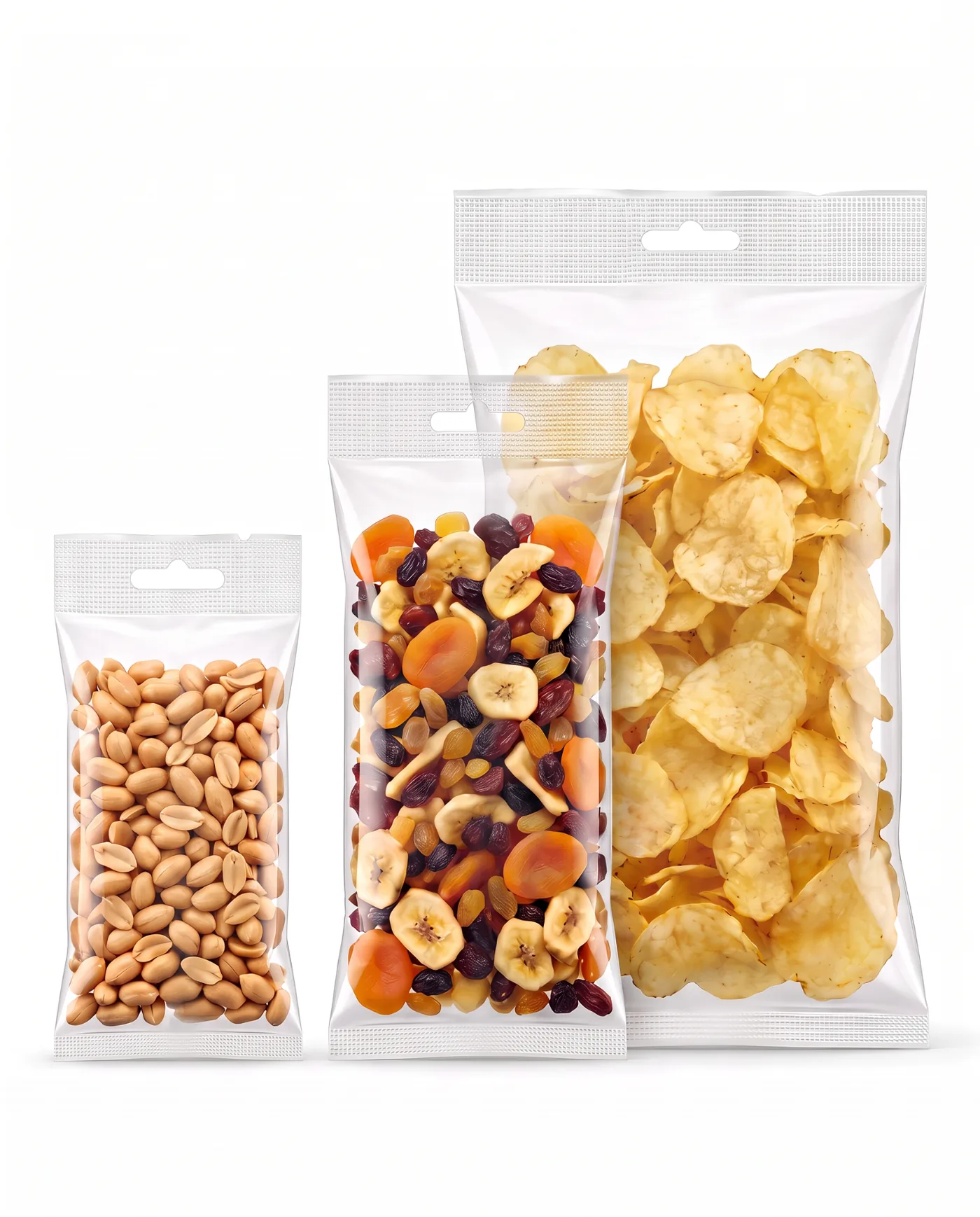 BOPP side gusset bag with flat header and Euroslot for hook merchandising